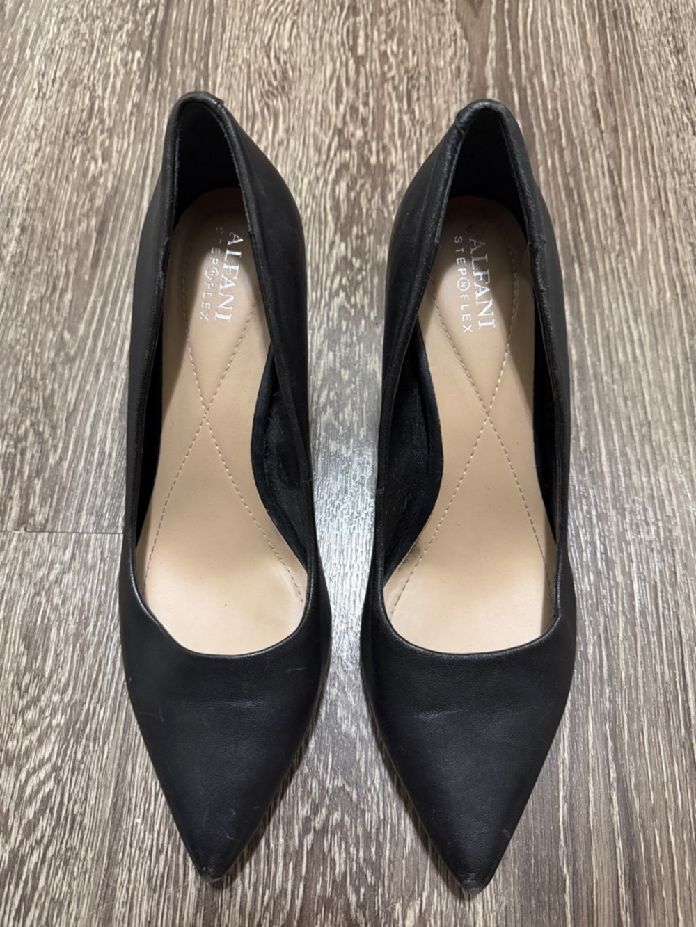 Alfani Black Pointed-Toe Leather Pumps